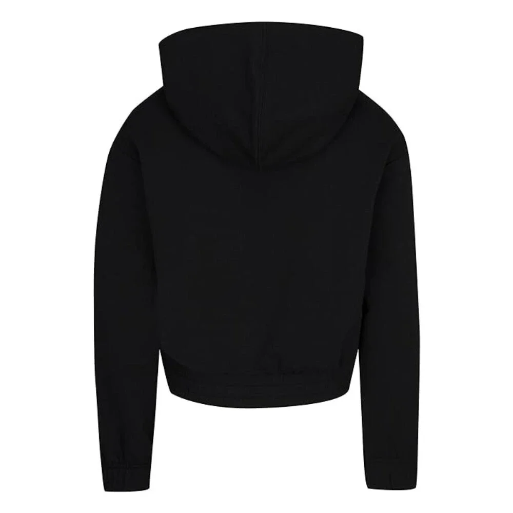 Converse Hoodie Girls Medium Black Stretch Drop Shoulder Full Zip Cropped RED574